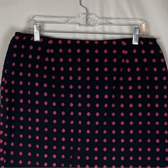 Tribal Black Pink Polka Dot Pure Cotton Office To Date Skirt NWOT Size 12 - Picture 2 of 12